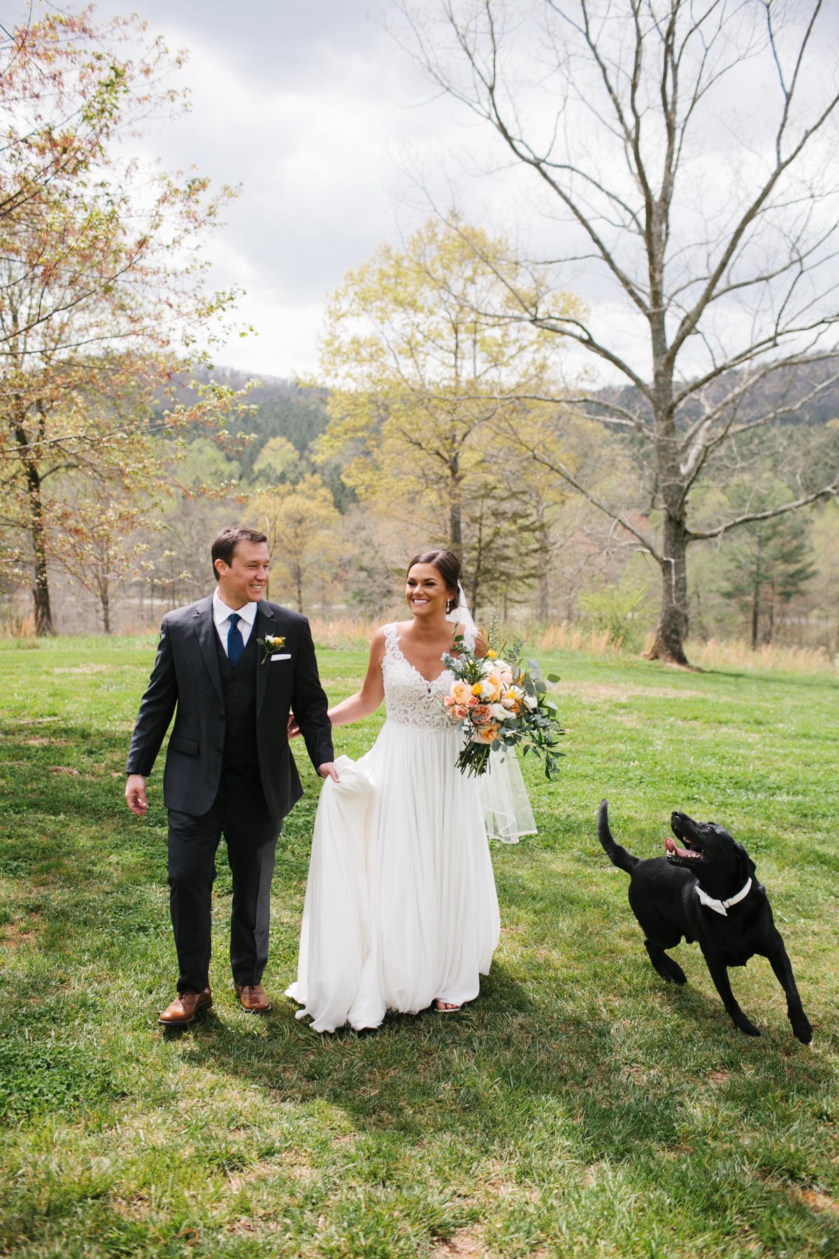 wedding couple with dog